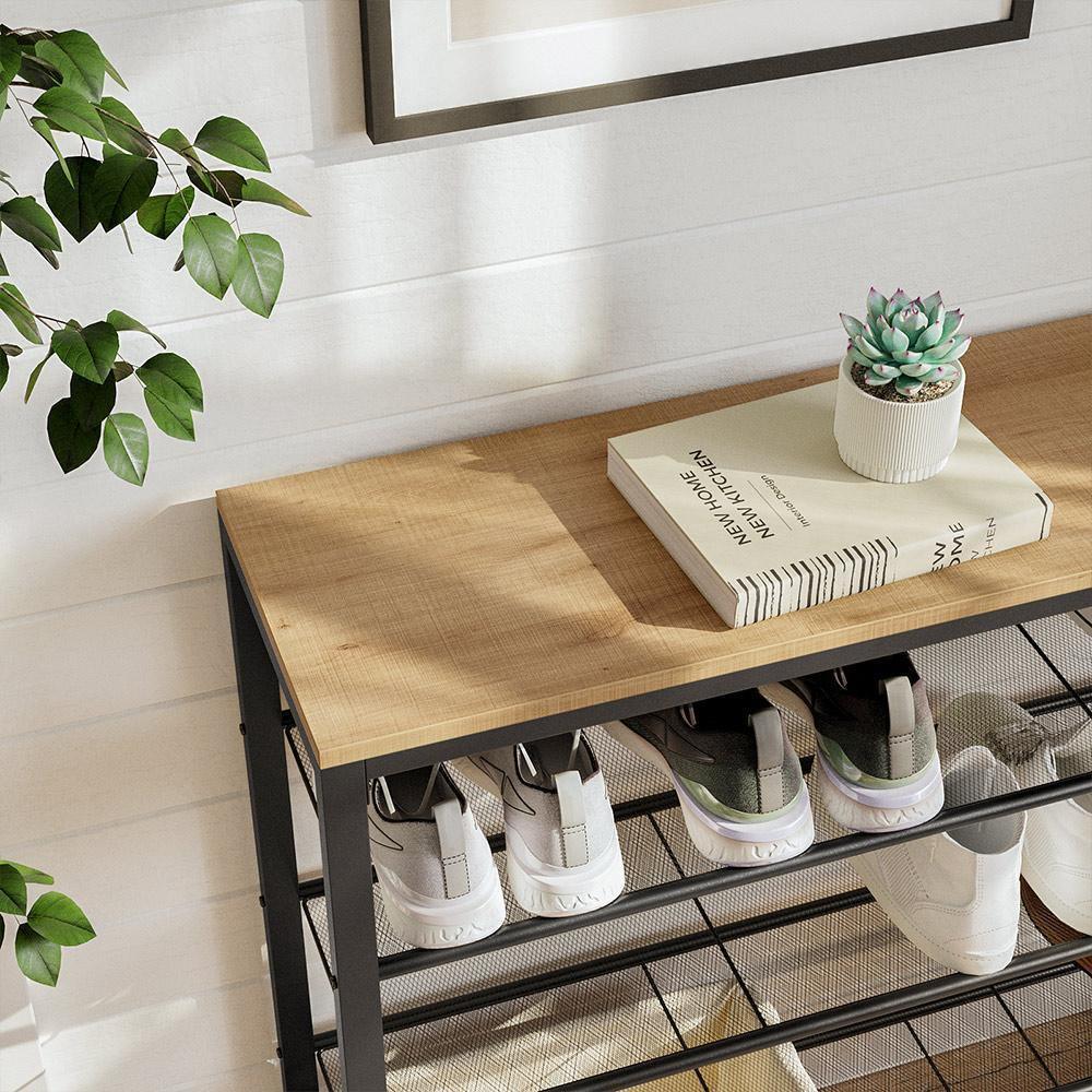 Shoe Rack Honey Brown and Black FredCo
