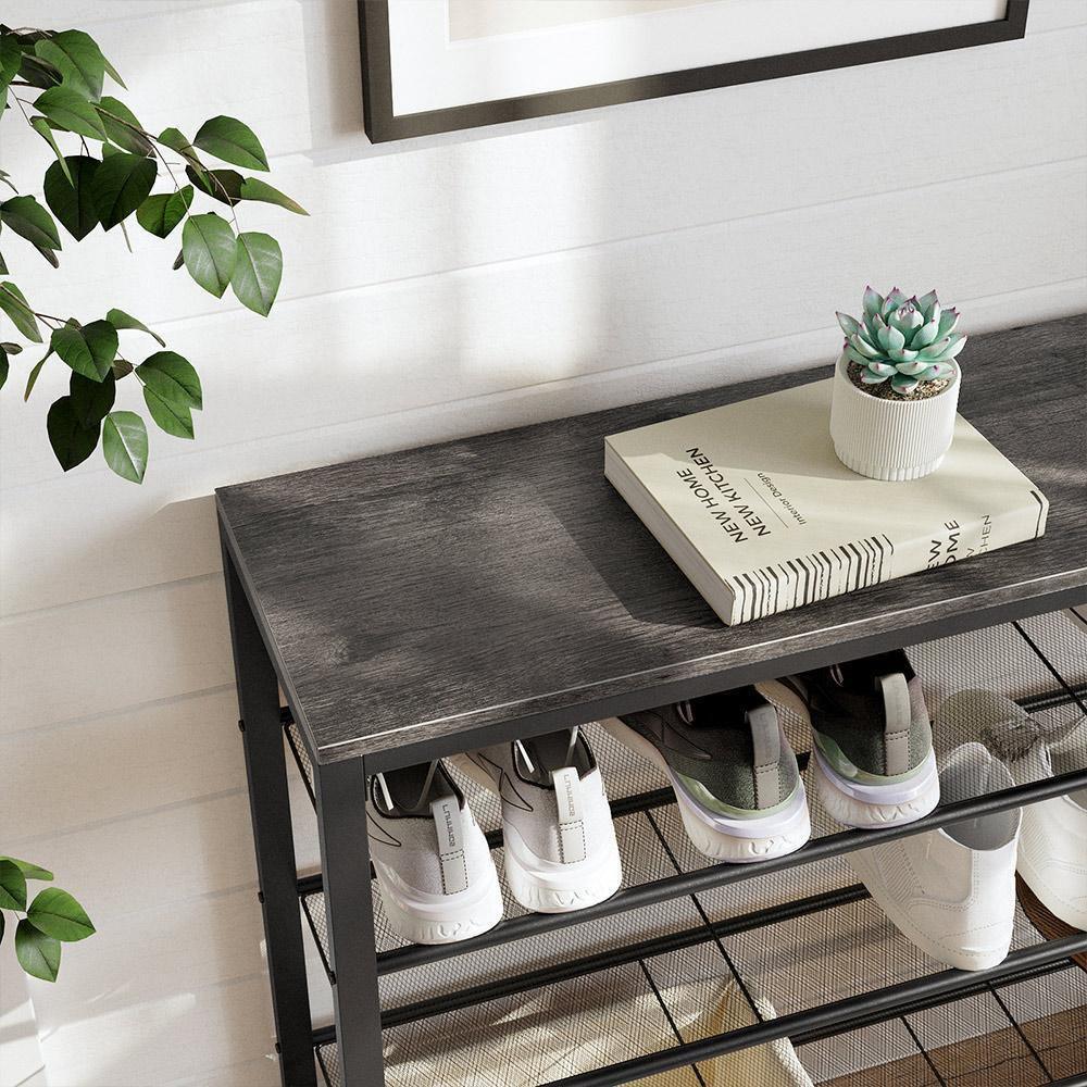 Shoe Rack Rustic Brown and Black FredCo
