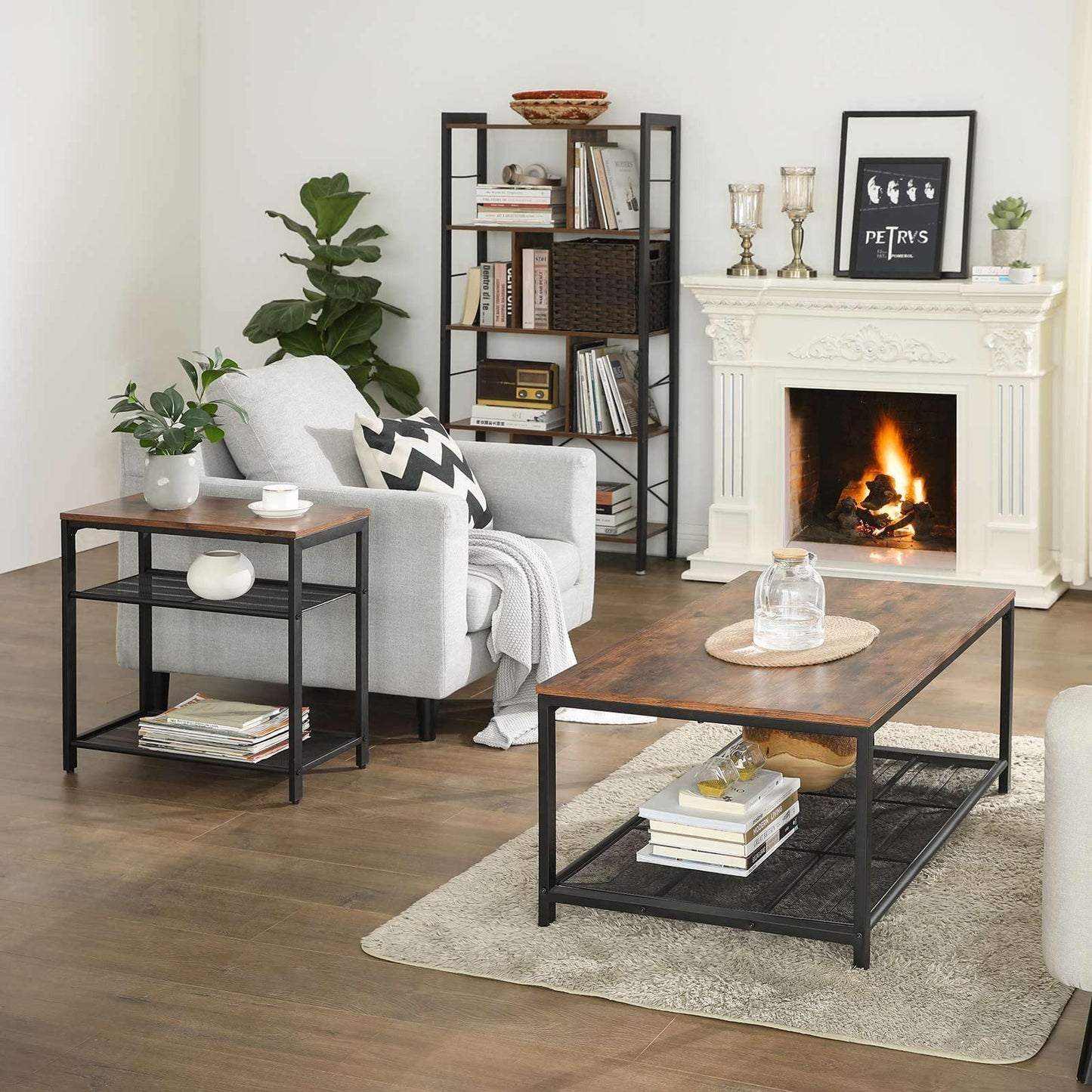 Side Table Rustic Brown FredCo