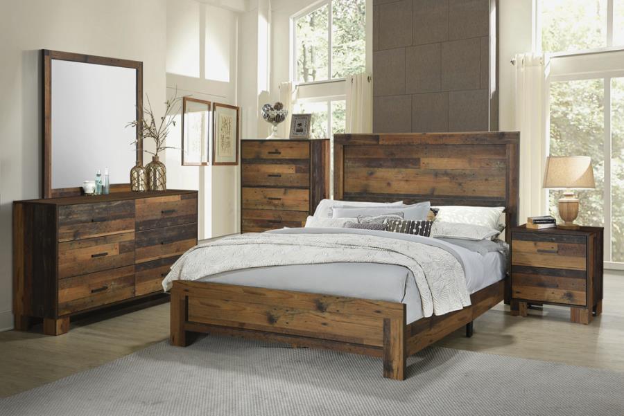 Sidney 4-piece Queen Panel Bedroom Set Rustic Pine Coaster FredCo