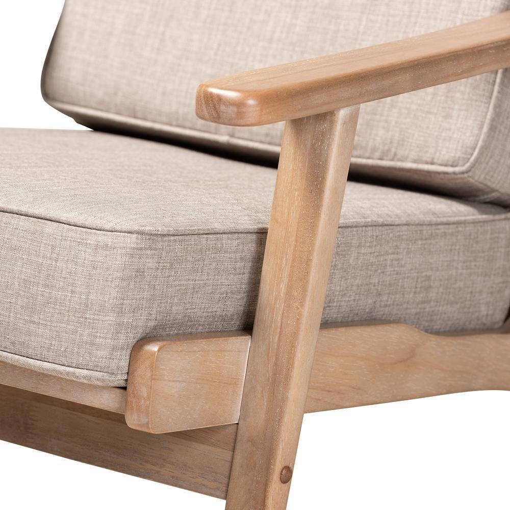 Sigrid Mid-Century Modern Light Grey Fabric Upholstered Antique Oak Finished Wood Armchair FredCo