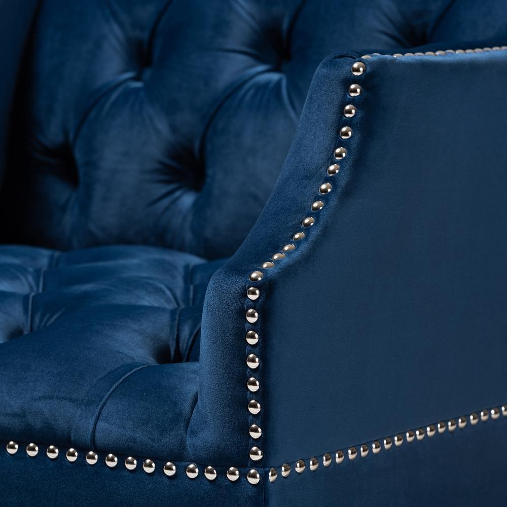 Silvana Modern and Contemporary Navy Velvet Fabric Upholstered Lounge Chair with Acrylic Legs FredCo