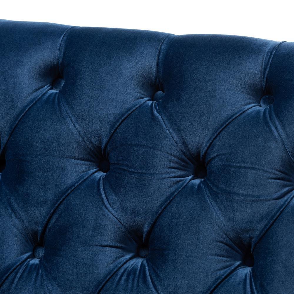 Silvana Modern and Contemporary Navy Velvet Fabric Upholstered Lounge Chair with Acrylic Legs FredCo