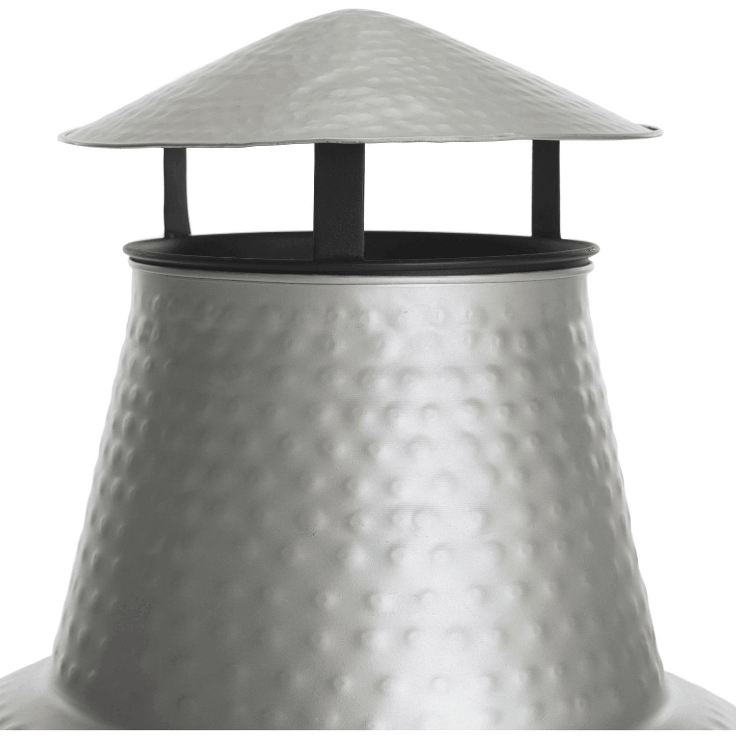 Silver Chiminea 18" Diameter, 40" Height Outdoor Fire Pit with Fire Poker, Silver/Black FredCo