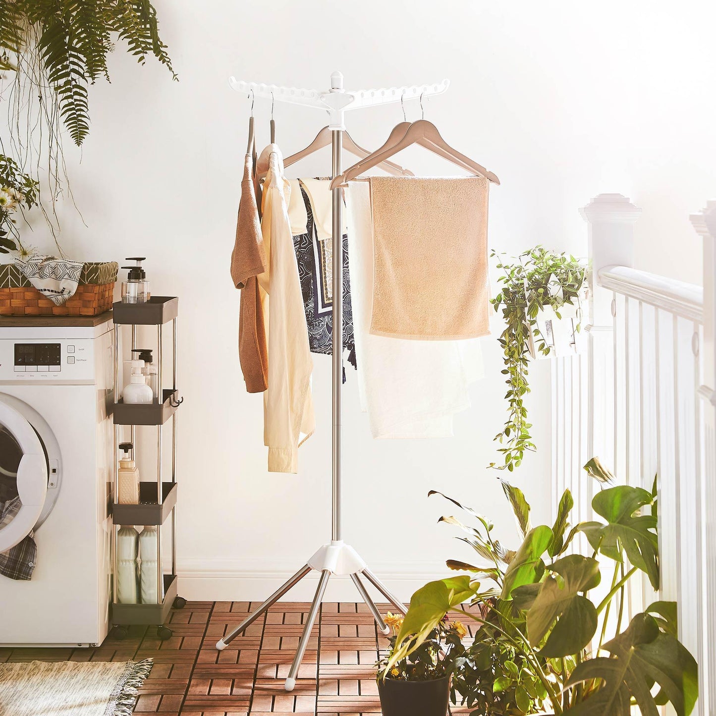 Silver Clothes Drying Rack with Rotary Arms FredCo