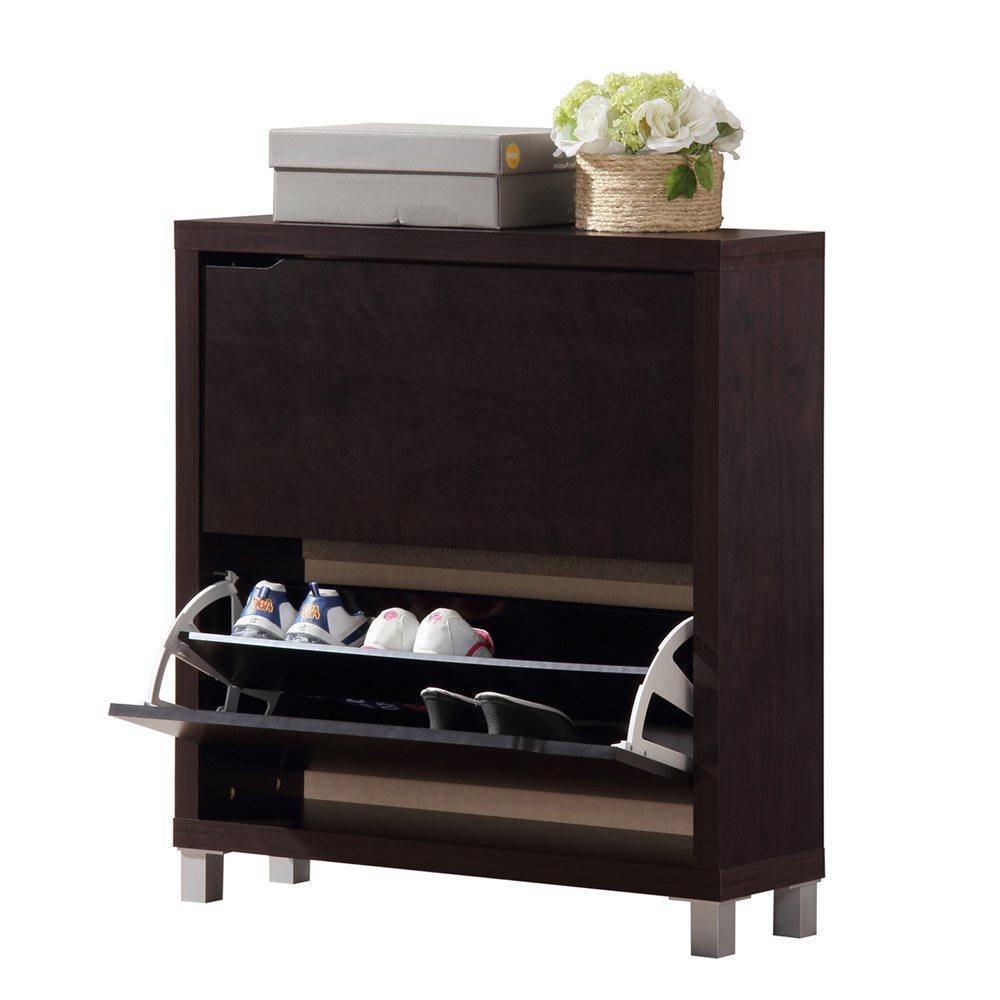 Simms Dark Brown Modern Shoe Cabinet FredCo