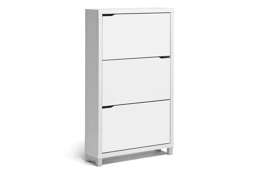 Simms White Modern Shoe Cabinet FredCo