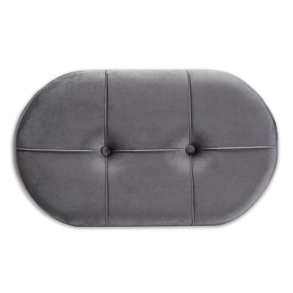 Simone Mid-Century Modern Grey Velvet Fabric Upholstered Wood Ottoman FredCo