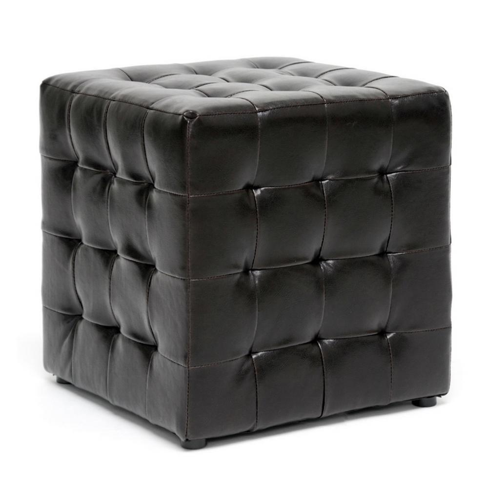Siskal Dark Brown Modern Cube Ottoman (Set of 2) FredCo