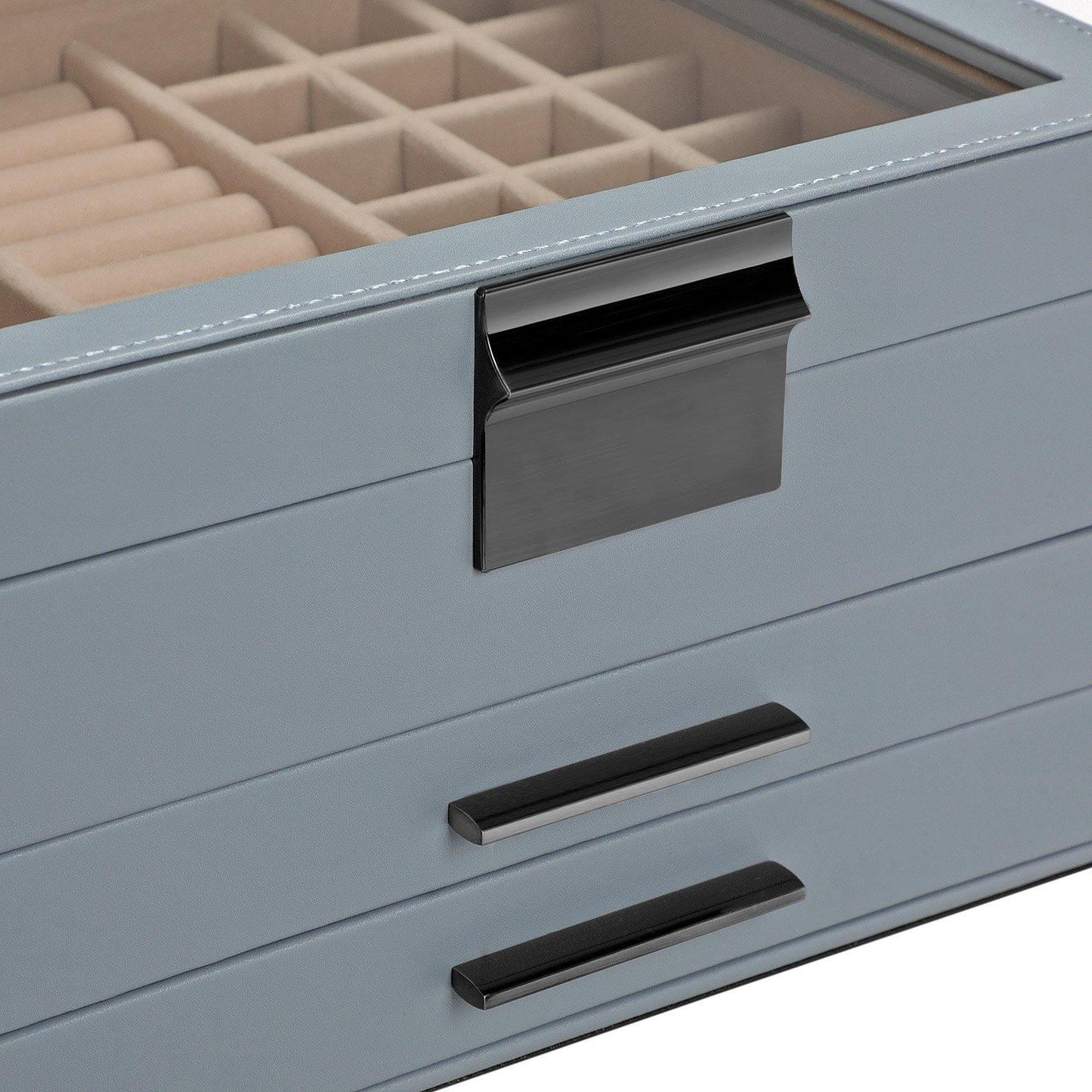 Smoky Blue Jewelry Box with Glass Lid FredCo