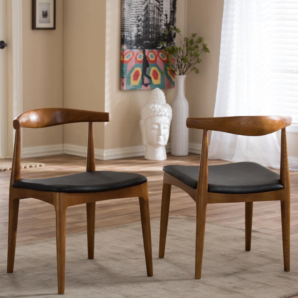Sonore Solid Wood Mid-Century Style Accent Chair Dining Chair Set of 2 FredCo