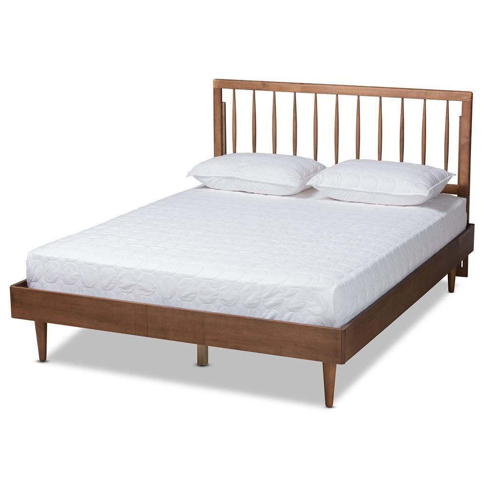 Sora Mid-Century Modern Ash Walnut Finished Wood Full Size Platform Bed FredCo