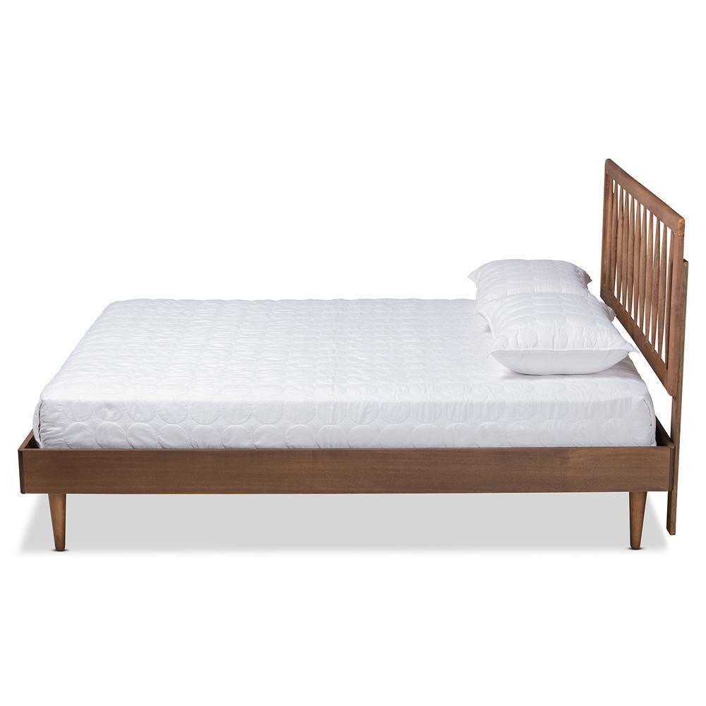 Sora Mid-Century Modern Ash Walnut Finished Wood Full Size Platform Bed FredCo