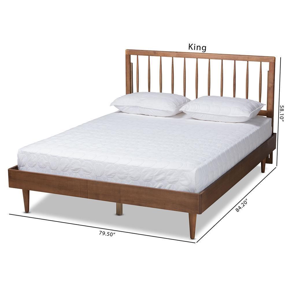 Sora Mid-Century Modern Ash Walnut Finished Wood King Size Platform Bed FredCo