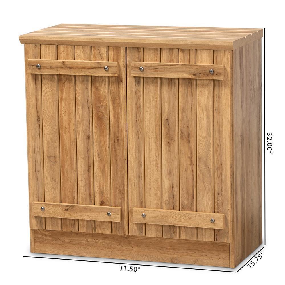 Sorina Modern and Contemporary Farmhouse Natural Oak Brown Finished Wood 2-Door Shoe Cabinet FredCo