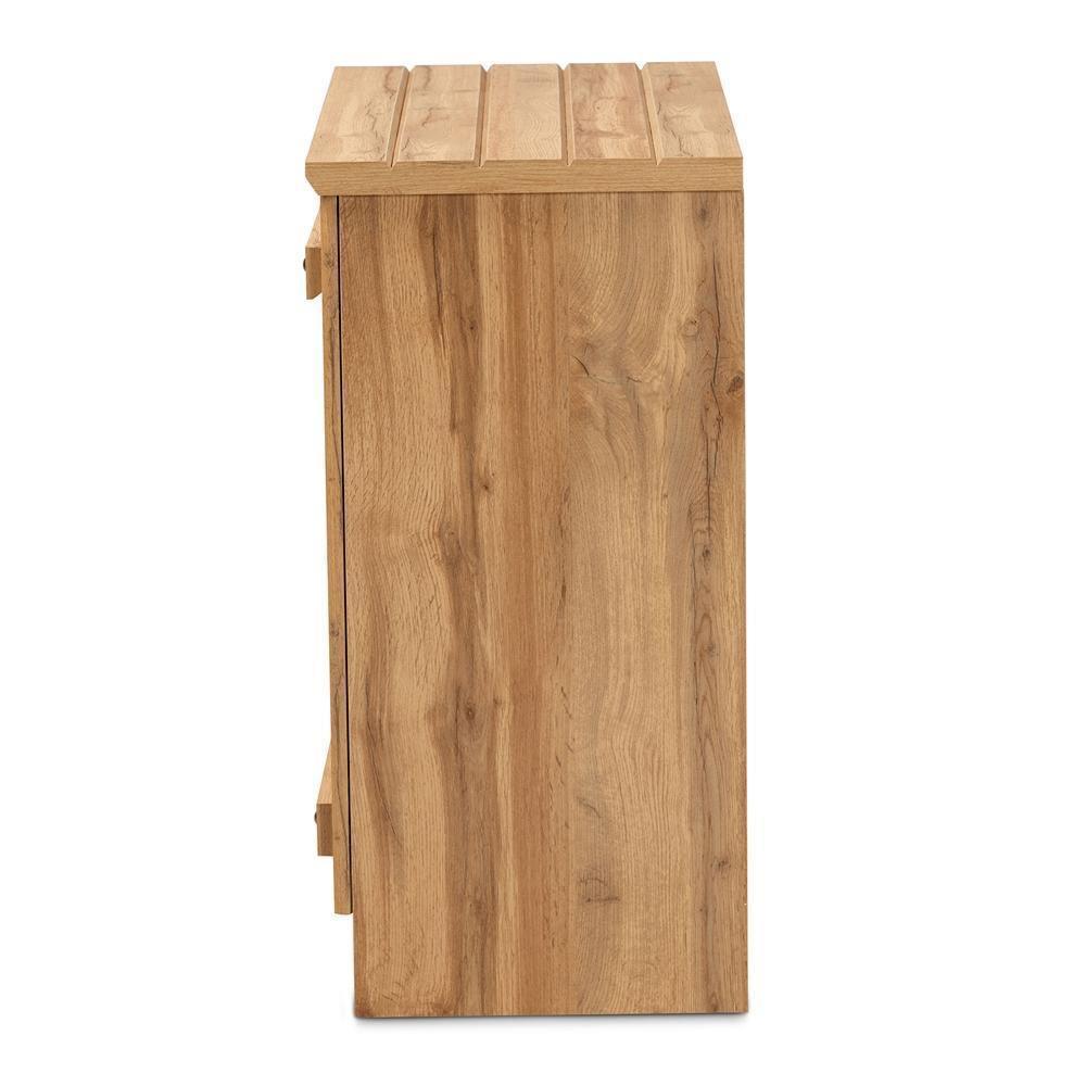 Sorina Modern and Contemporary Farmhouse Natural Oak Brown Finished Wood 2-Door Shoe Cabinet FredCo