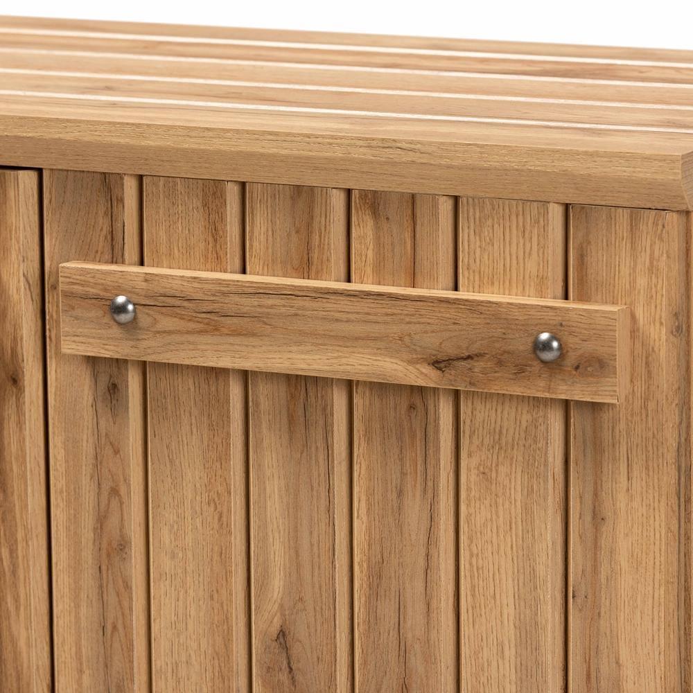 Sorina Modern and Contemporary Farmhouse Natural Oak Brown Finished Wood 2-Door Shoe Cabinet FredCo