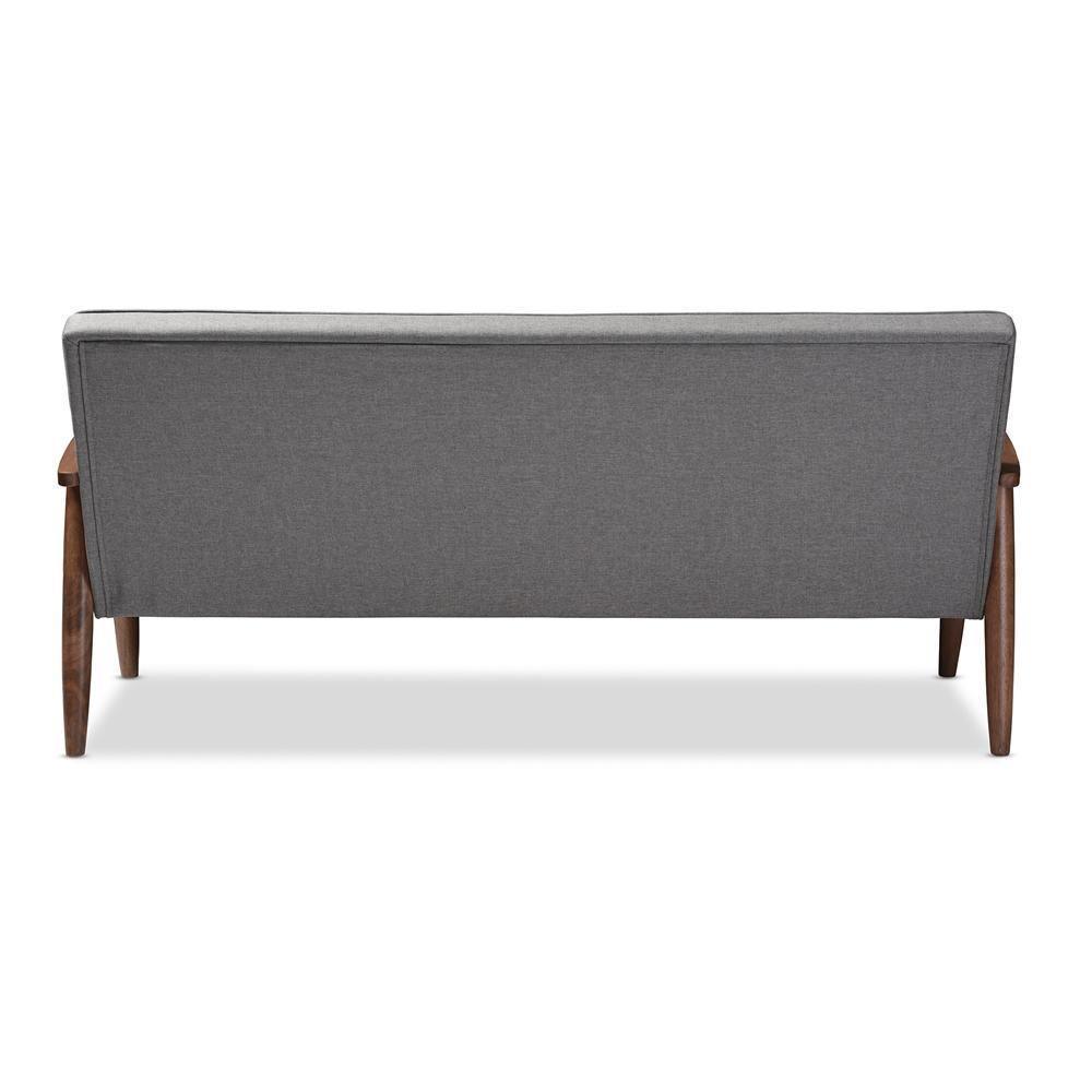 Sorrento Mid-century Retro Modern Grey Fabric Upholstered Wooden 3-seater Sofa FredCo