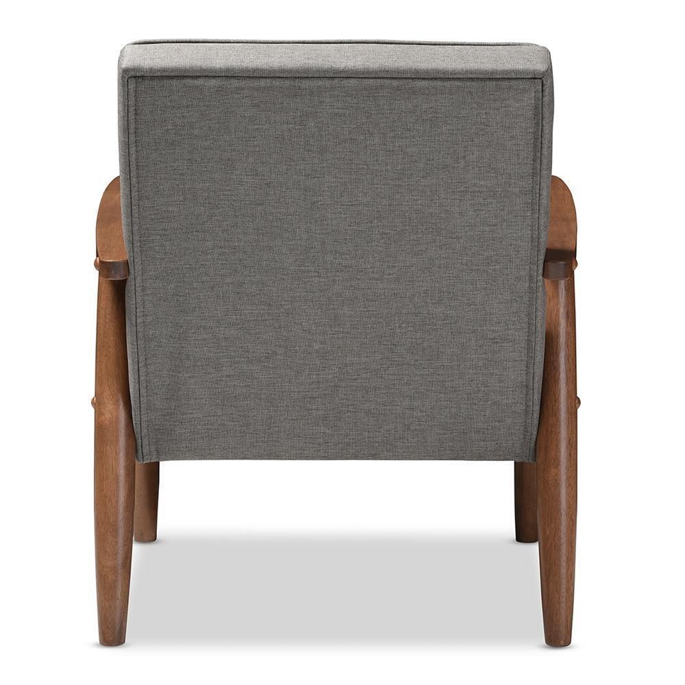 Sorrento Mid-century Retro Modern Grey Fabric Upholstered Wooden Lounge Chair FredCo