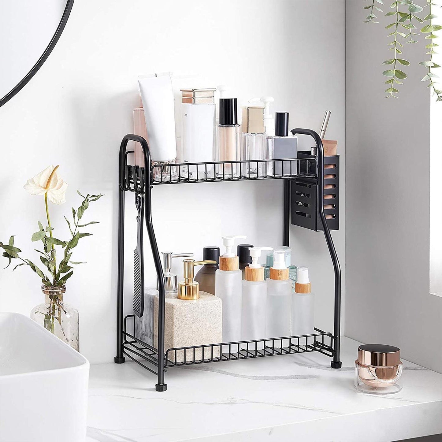 Spice Rack Black 2 Shelves FredCo