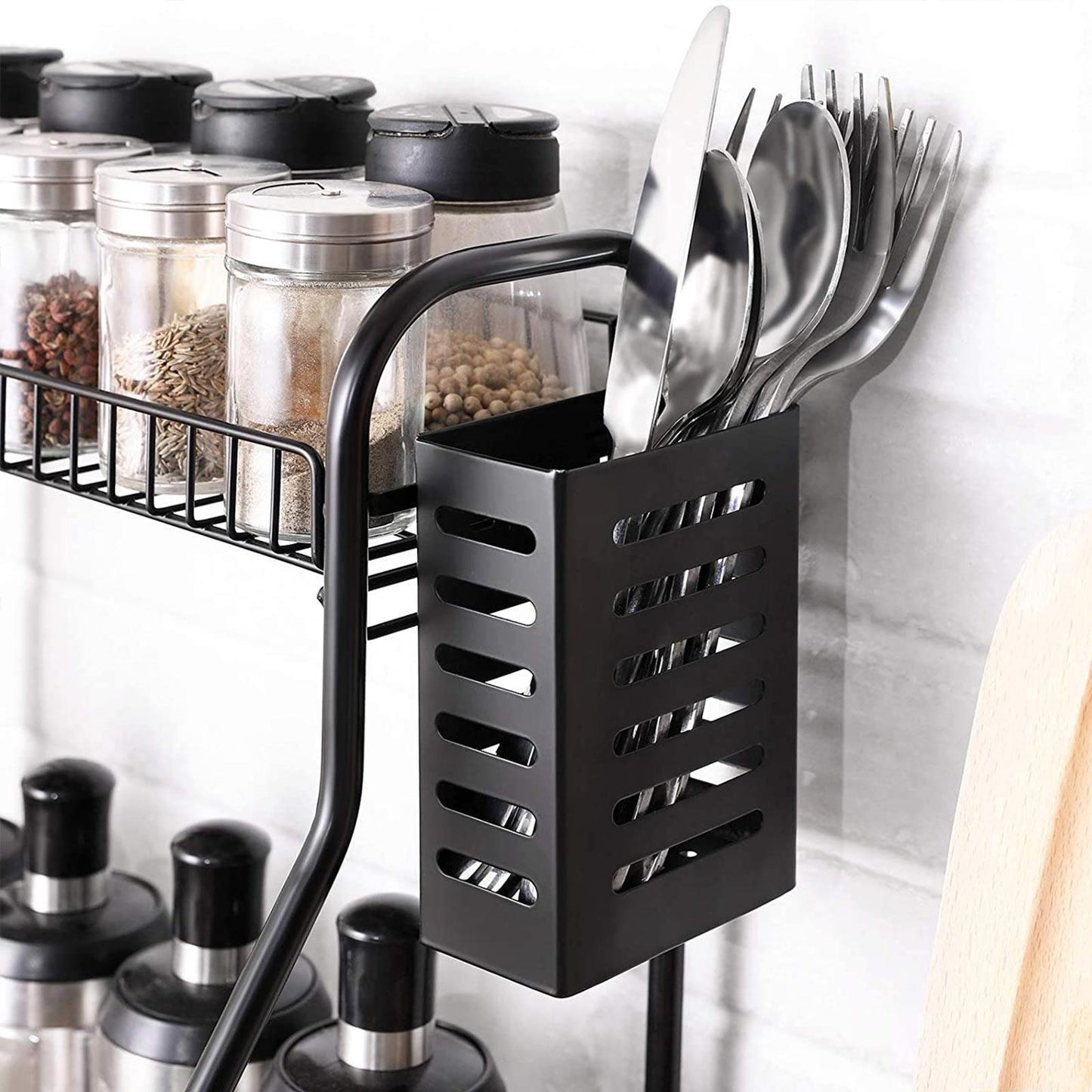 Spice Rack Black 2 Shelves FredCo