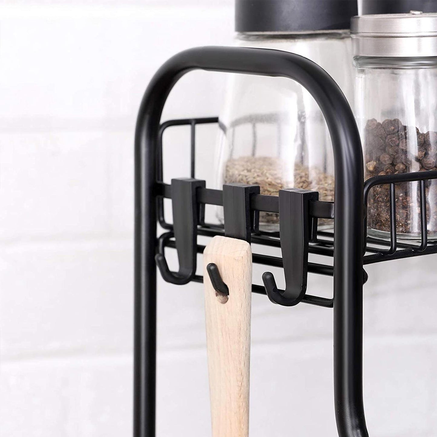 Spice Rack Black 2 Shelves FredCo