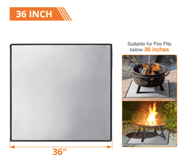 Square Fire Pit Mat Round, Rectangular Fire Pit, Fire Pit Pad Grill Mats Deck Protector FredCo
