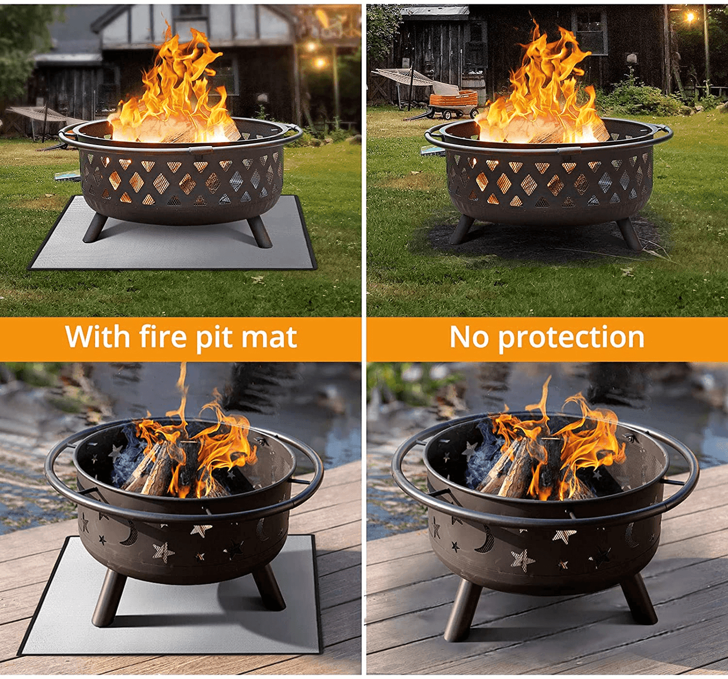 Square Fire Pit Mat Round, Rectangular Fire Pit, Fire Pit Pad Grill Mats Deck Protector FredCo