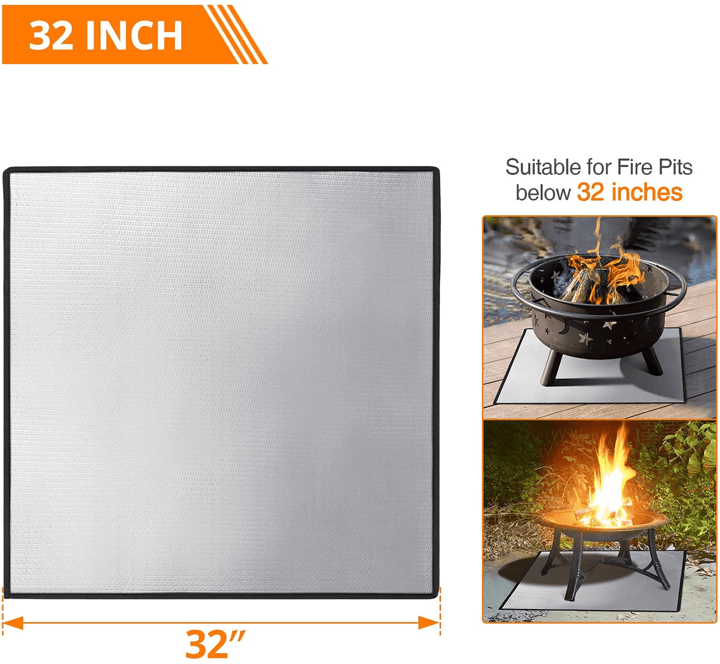 Square Fire Pit Mat Round, Rectangular Fire Pit, Fire Pit Pad Grill Mats Deck Protector FredCo