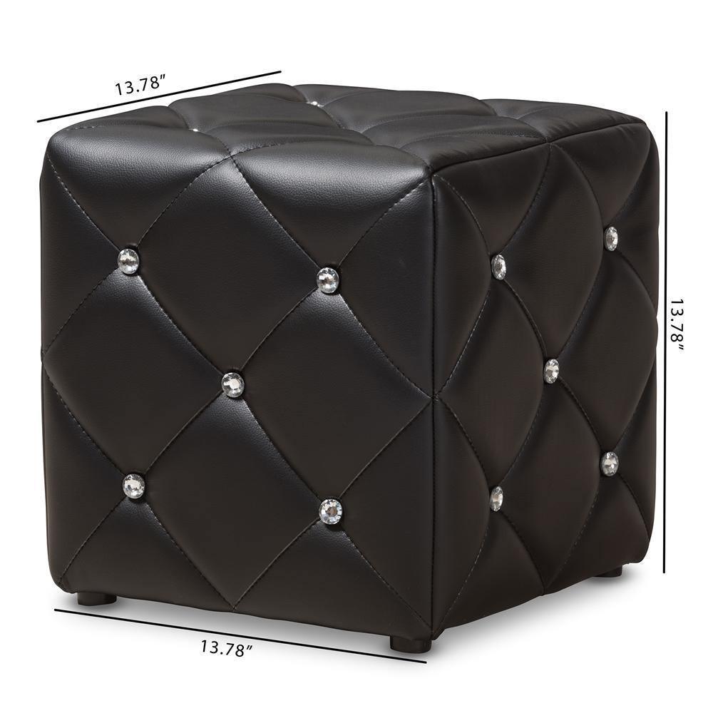 Stacey Modern and Contemporary Black Faux Leather Upholstered Ottoman FredCo