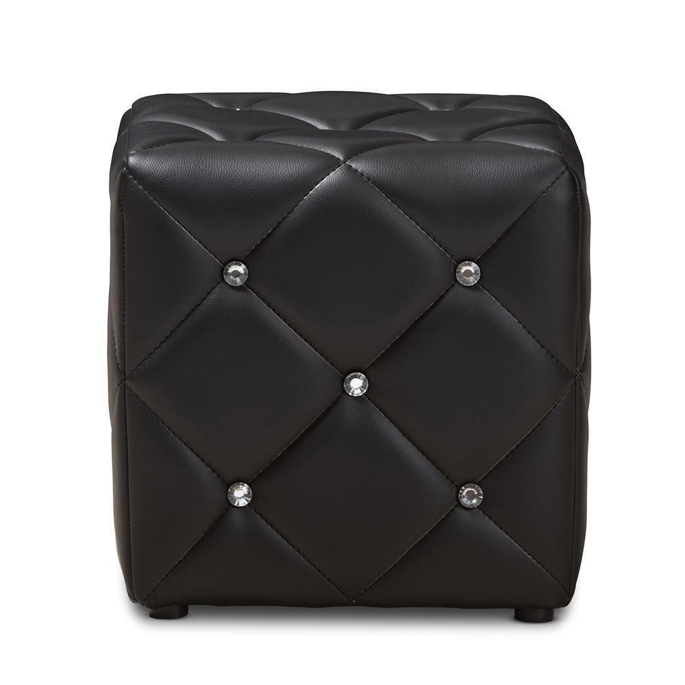 Stacey Modern and Contemporary Black Faux Leather Upholstered Ottoman FredCo