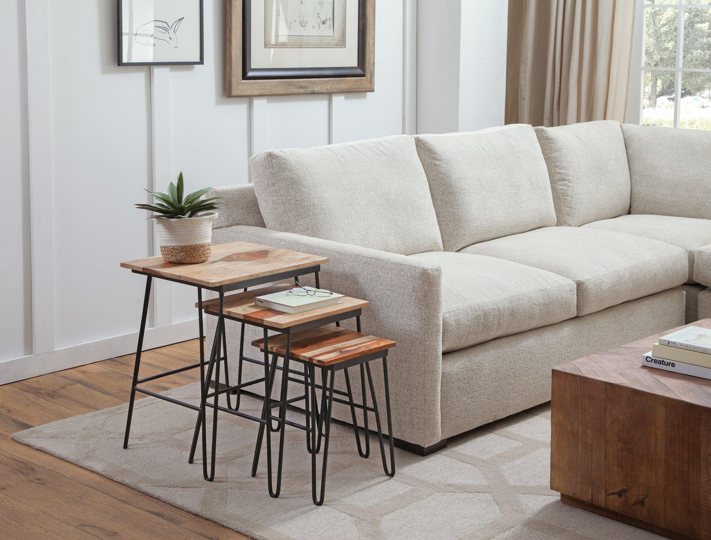 Steve Silver Natural Sheesham Wood Nesting Tables TT3000NT FredCo
