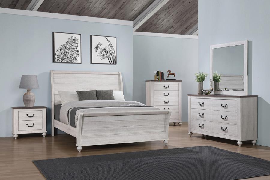 Stillwood 5-piece Eastern King Panel Bedroom Set Vintage Linen Coaster FredCo