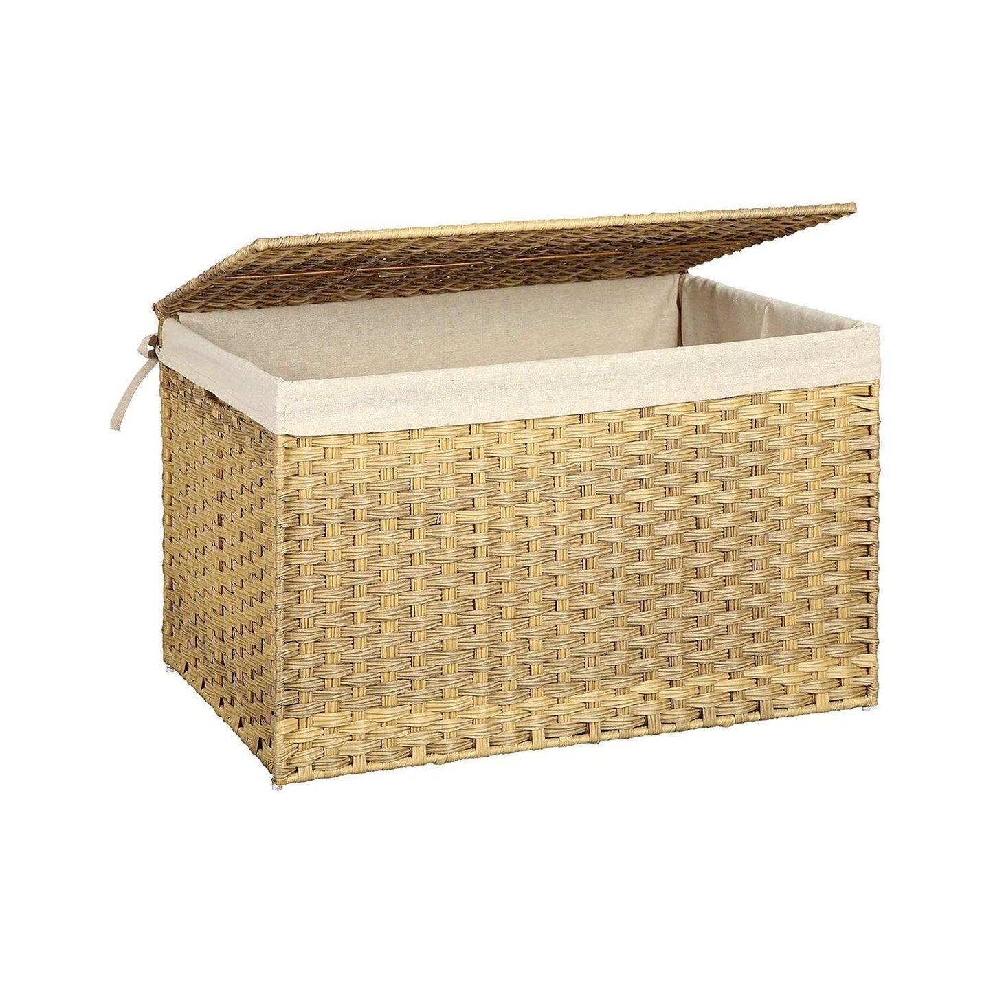 Storage Basket with Lid Rattan 29 inch FredCo