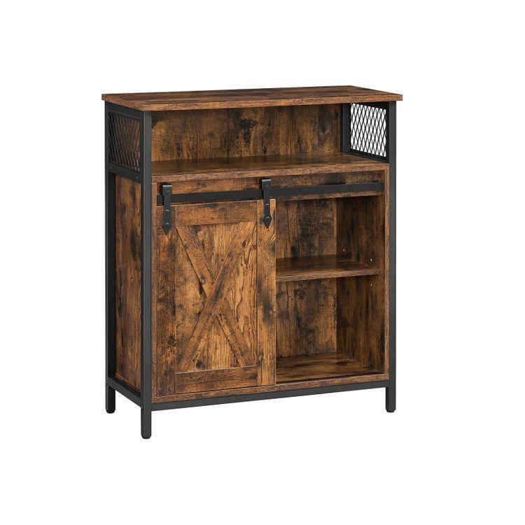 Storage Cabinet Rustic Brown and Black FredCo