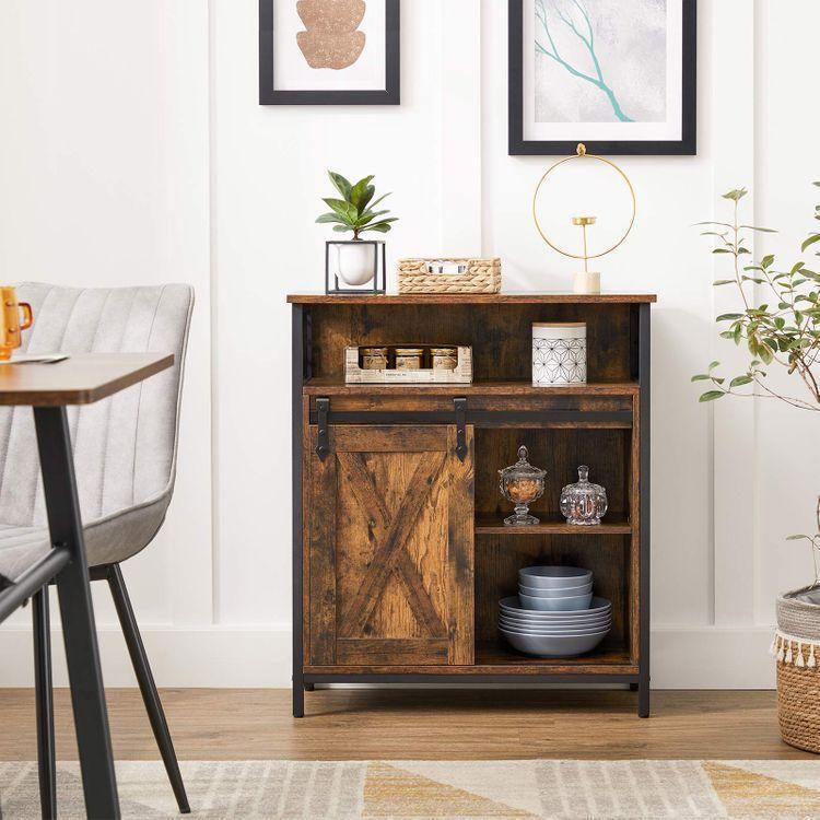 Storage Cabinet Rustic Brown and Black FredCo