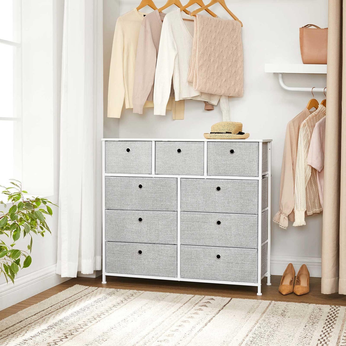 Storage Chest Cabinet Dresser Light Gray FredCo