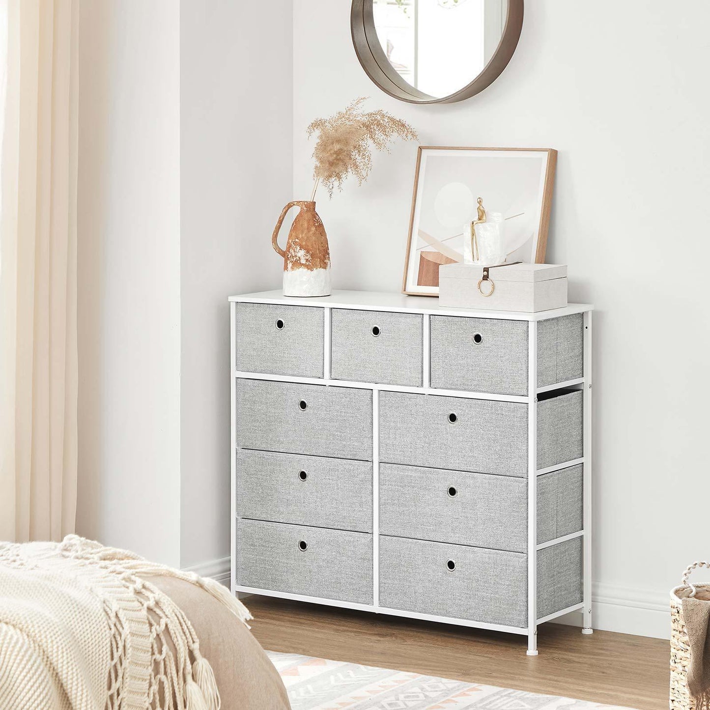 Storage Chest Cabinet Dresser Light Gray FredCo