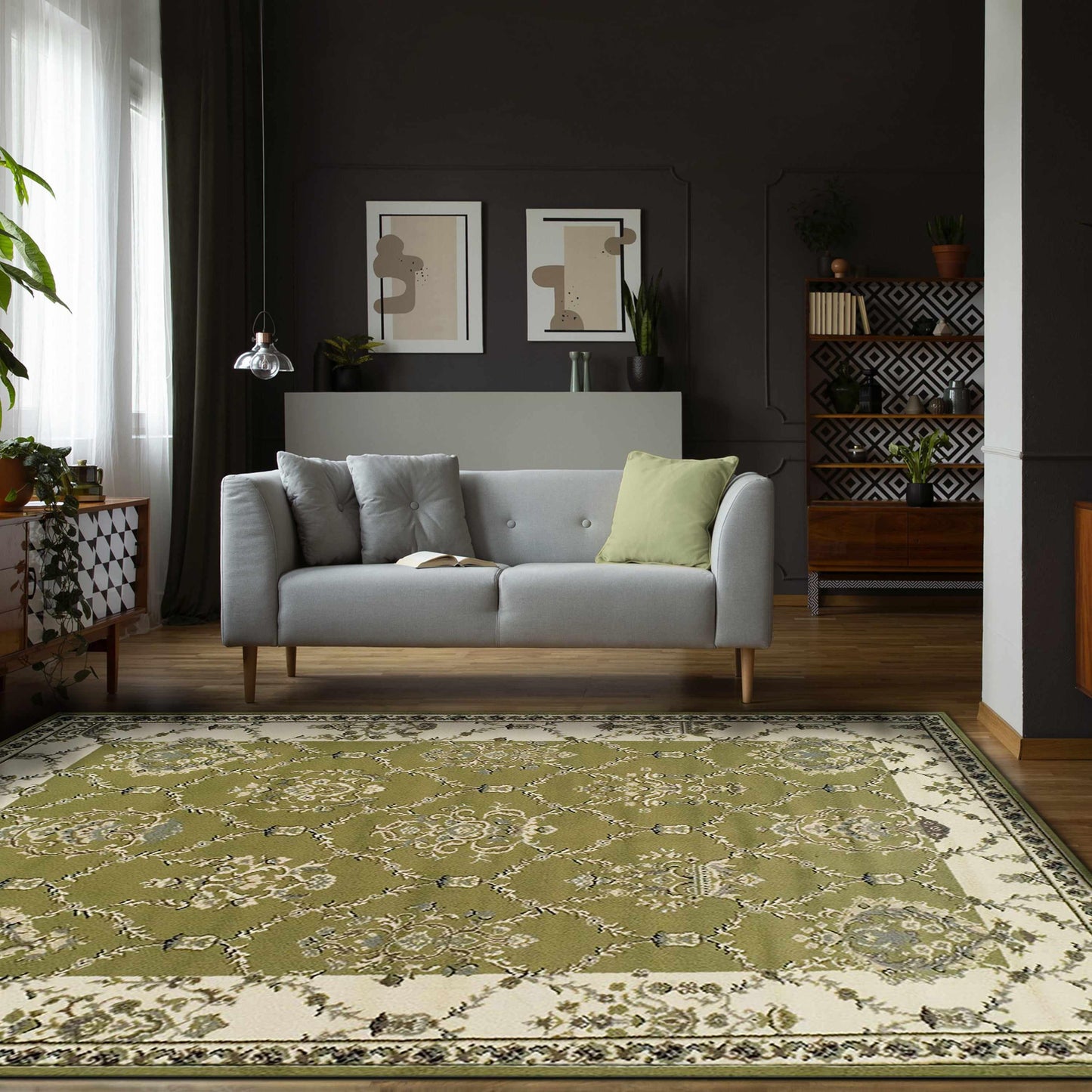 Stratton Vintage Floral Damask Rug FredCo