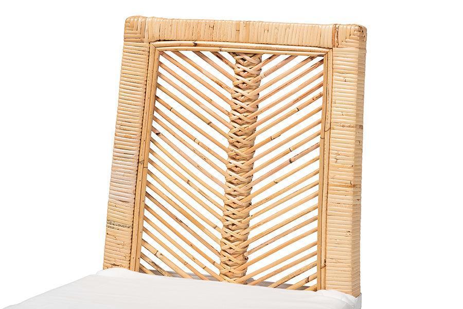 Suci Modern Bohemian Natural Brown Rattan 2-Piece Dining Chair Set FredCo
