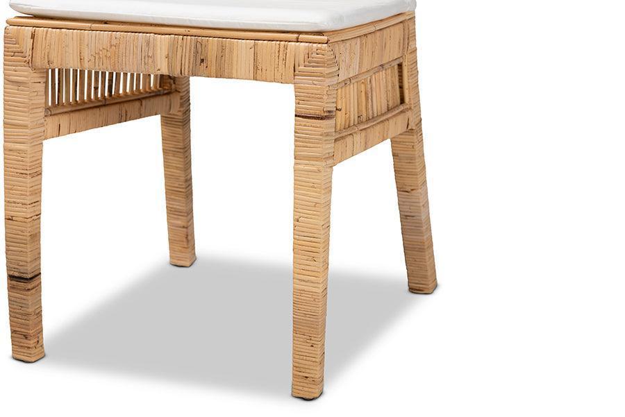 Suci Modern Bohemian Natural Brown Rattan 2-Piece Dining Chair Set FredCo