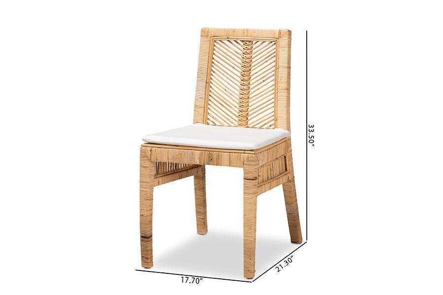 Suci Modern Bohemian Natural Brown Rattan 2-Piece Dining Chair Set FredCo