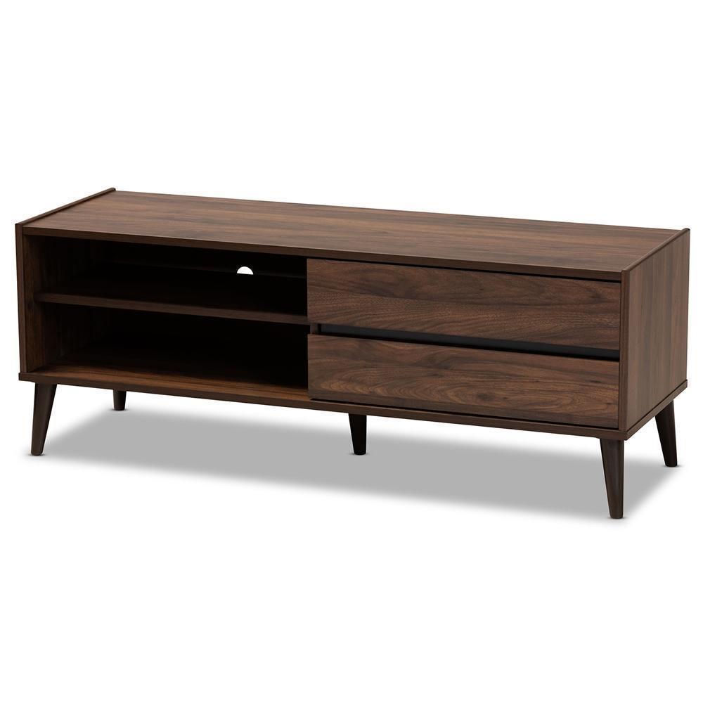 Suli Mid-Century Modern Walnut Brown Finished Wood TV Stand FredCo