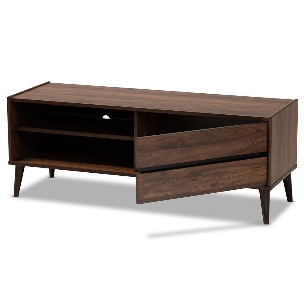 Suli Mid-Century Modern Walnut Brown Finished Wood TV Stand FredCo