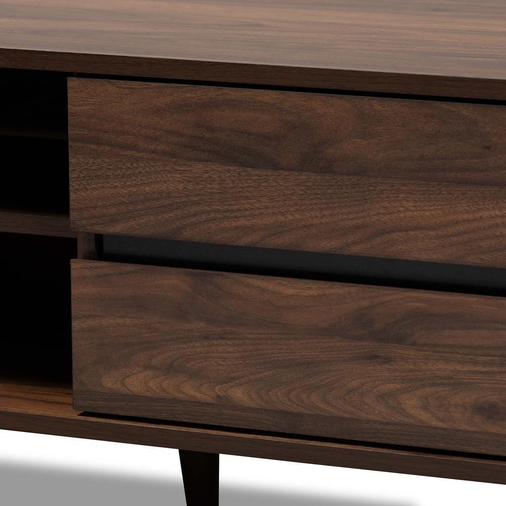 Suli Mid-Century Modern Walnut Brown Finished Wood TV Stand FredCo