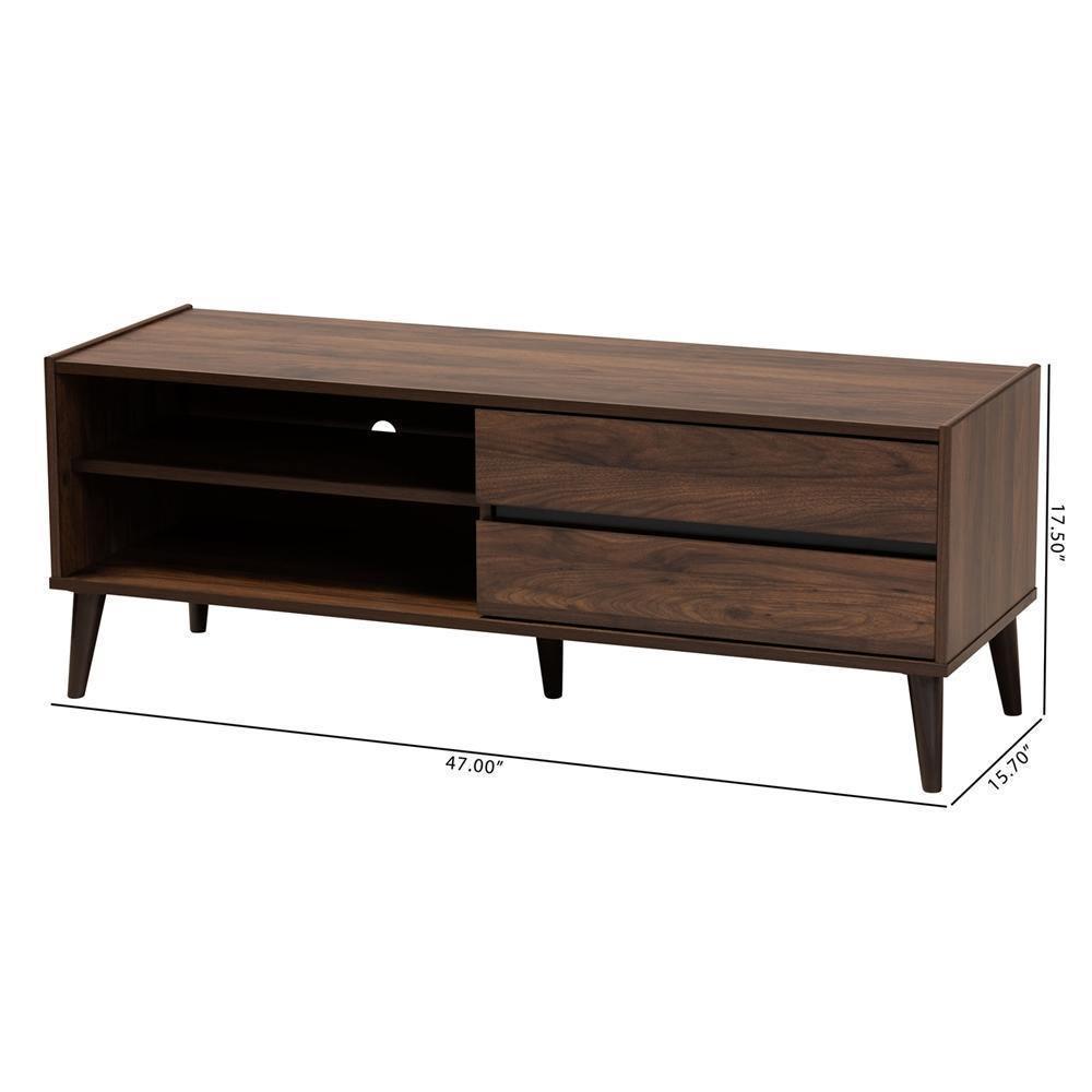 Suli Mid-Century Modern Walnut Brown Finished Wood TV Stand FredCo