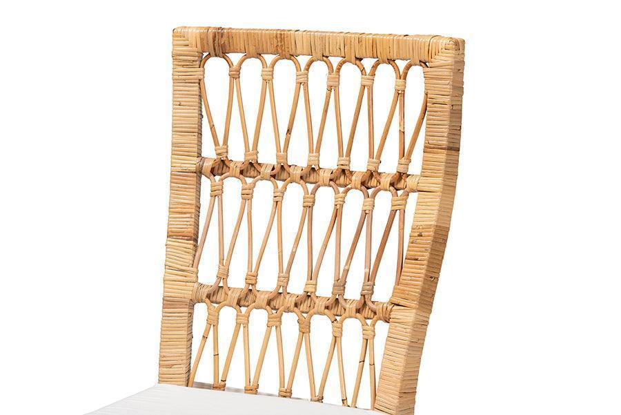 Sullivan Modern Bohemian Natural Brown Rattan 2-Piece Dining Chair Set FredCo