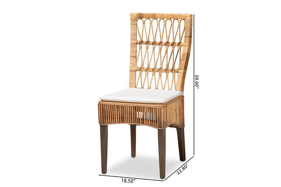 Sullivan Modern Bohemian Natural Brown Rattan 2-Piece Dining Chair Set FredCo
