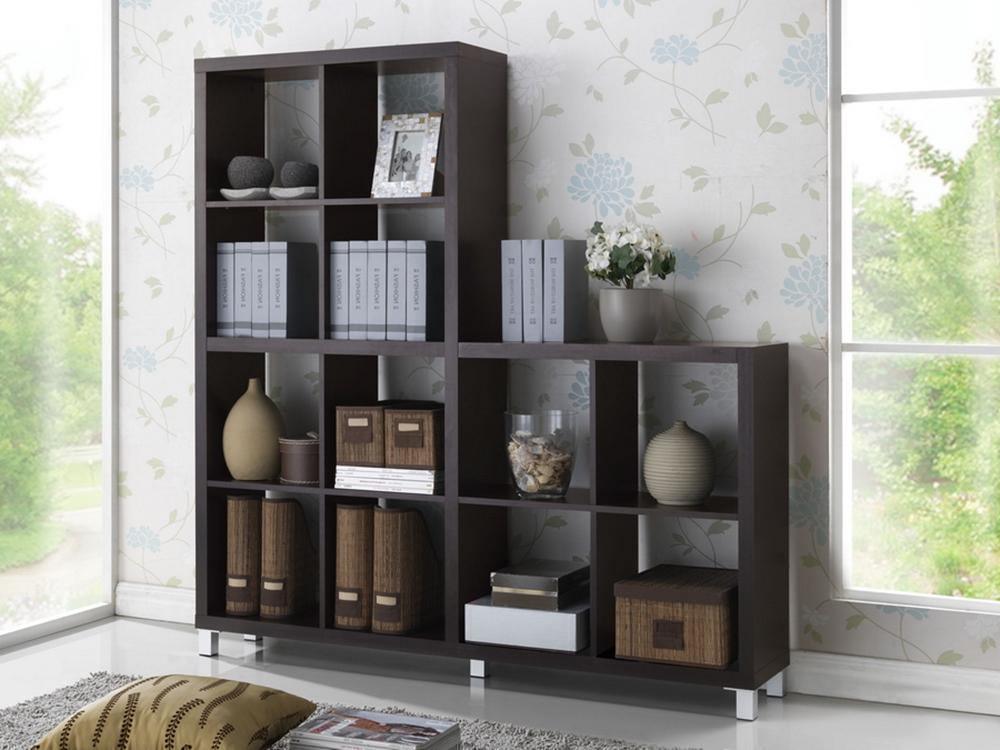Sunna Dark Brown Modern Cube Shelving Unit FredCo