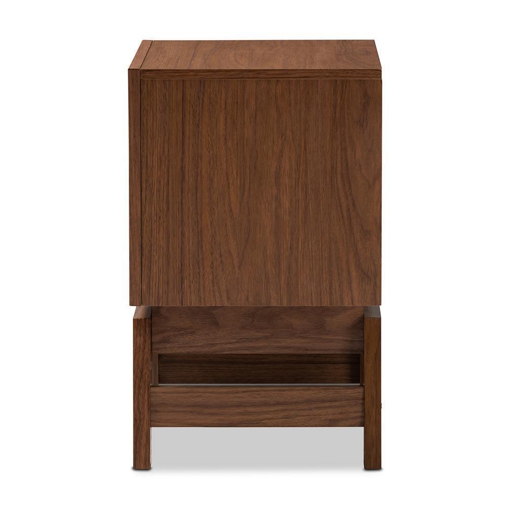 Svante Mid-Century Modern Walnut Brown and Dark Gray Finished Wood 1-Drawer Nightstand FredCo